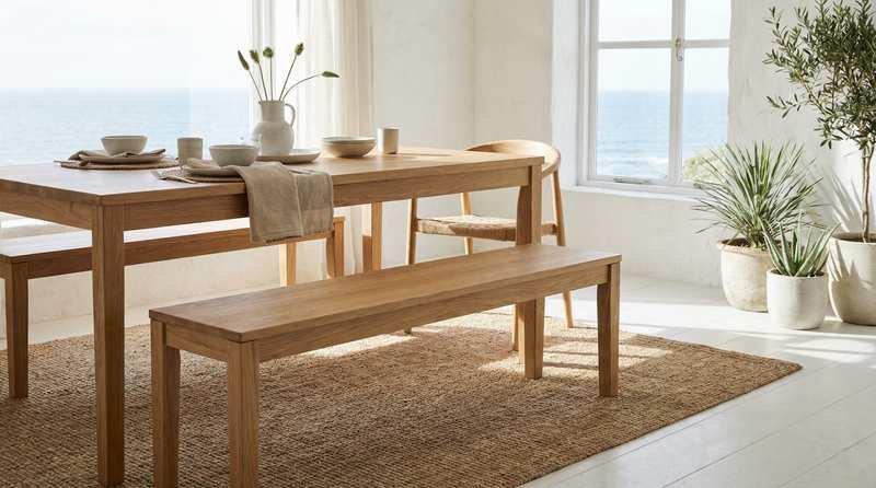 Solid Oak Dining Bench
